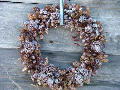 Frosted Mixed Pine Cone Wreath
