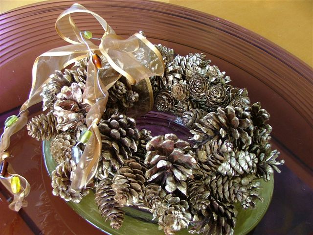 Gold Pine Cone Wreath